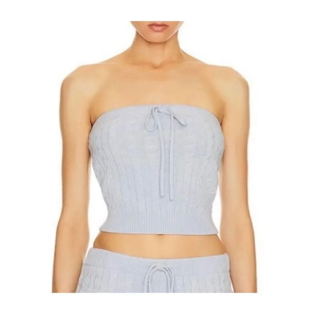 NWOT HELSA Taiki Cable Tube Top in Pale Blue